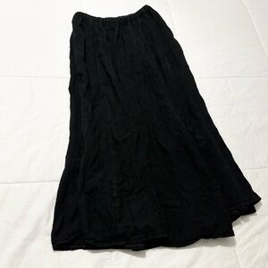 Pas De Calais 100% Linen Black Long Midi Pleated Skirt